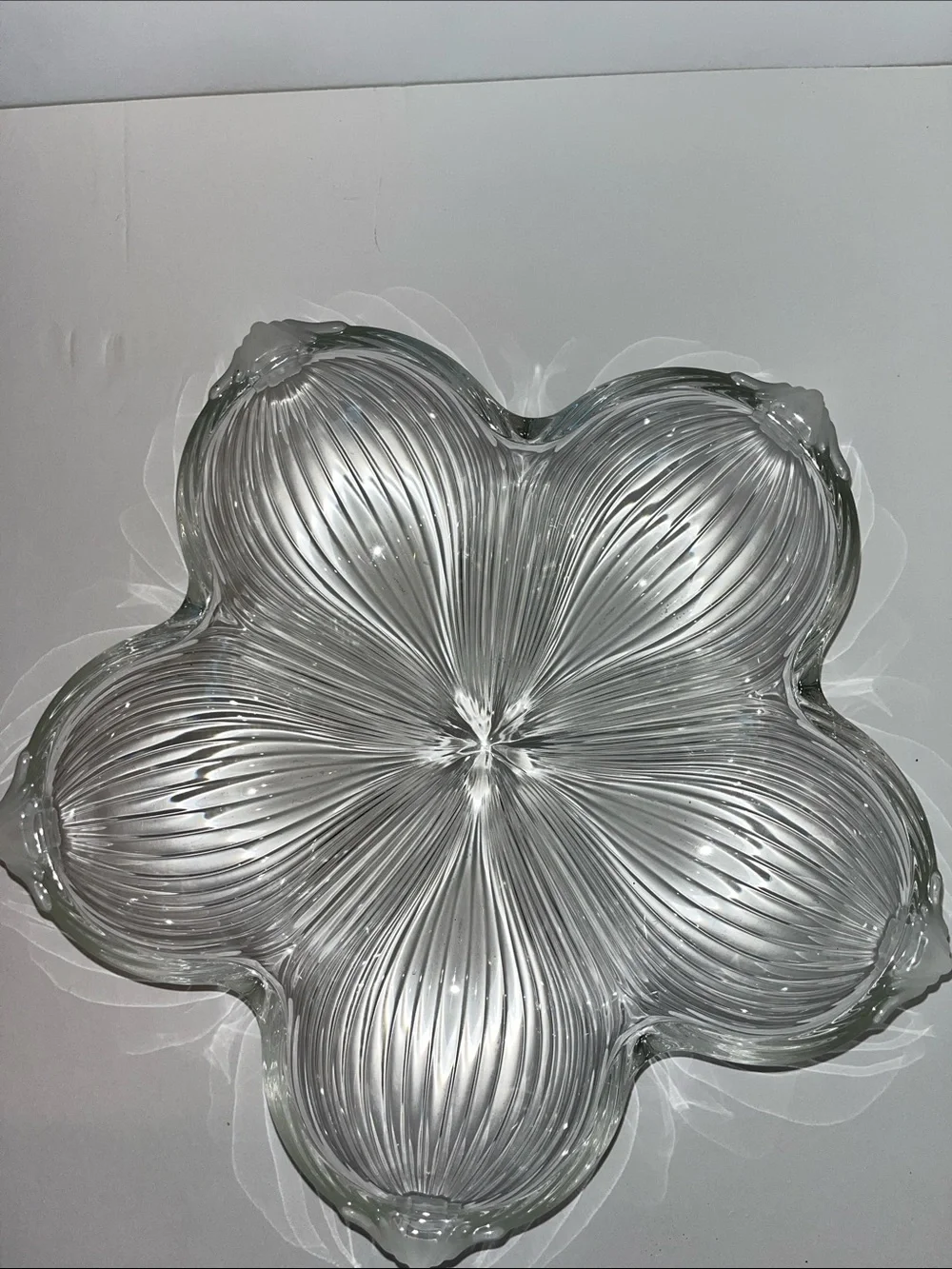 Mikasa Vintage  Floral Ribbed Glass Serving Platter